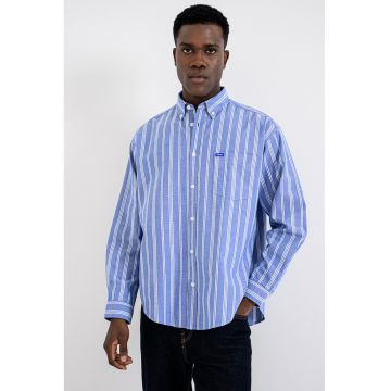 Camasa relaxed fit din bumbac cu guler fixat cu nasturi - Alb/Albastru lavanda