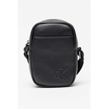 Geanta crossbody de piele ecologica cu fermoar - Negru