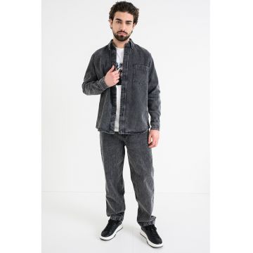 Jacheta de denim cu buzunar pe piept Lambey - Gri antracit