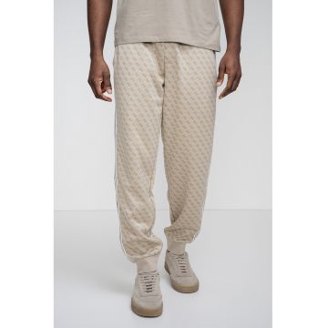 Pantaloni de trening cu logo - pentru fitness - Alb/Maro taupe deschis/Grej