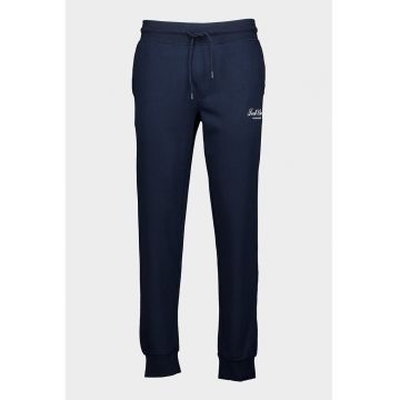 Pantaloni de trening din amestec de bumbac organic - Alb/Bleumarin