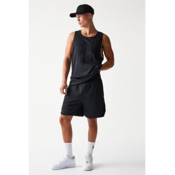 Pantaloni scurti din plasa cu talie ajustabila - Negru stins