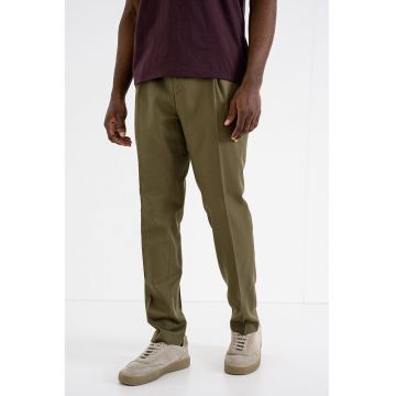 Pantaloni slim fit din amestec de lyocell - Kaki inchis