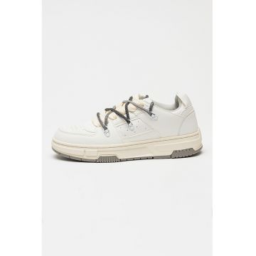Pantofi sport din piele ecologica cu sireturi duble Yarrow - Alb