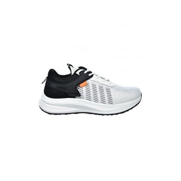 Pantofi sport low-cut cu model in doua tonuri - Alb/Negru