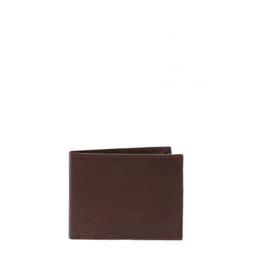 Portofel pliabil din piele cu logo stantat - Maro