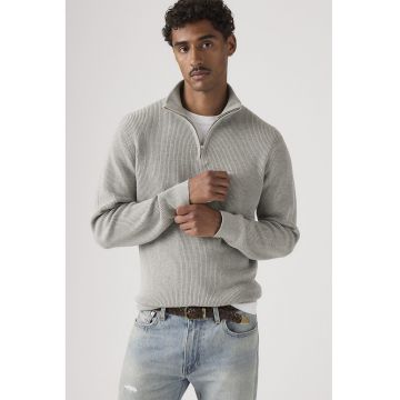Pulover cu fermoar scurt Housemark - Gri melange