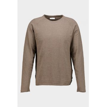 Pulover din bumbac organic cu decolteu rotund - Maro