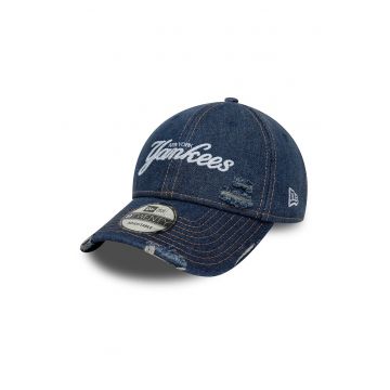 Sapca din denim cu detalii cu aspect deteriorat 9Twenty NY Yankees - Bleumarin