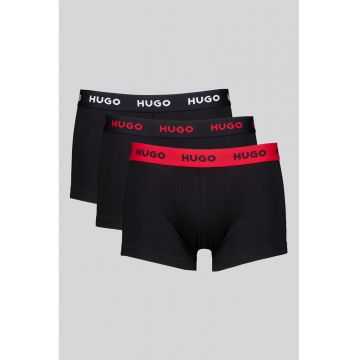 Set de boxeri cu banda elastica cu logo - 3 perechi - Negru/Rosu inchis