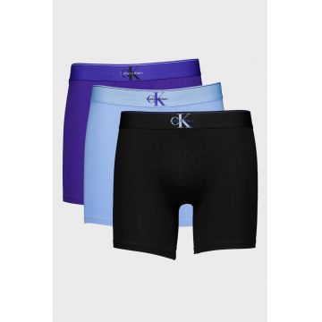 Set de boxeri cu banda elastica in talie - 3 perechi - Negru stins/Albastru indigo/Albastru deschis