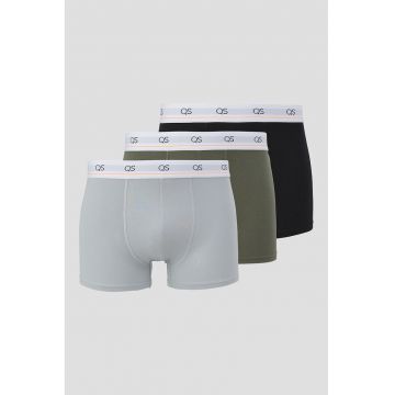 Set de boxeri din amestec de bumbac - 3 perechi - Albastru prafuit/Verde masliniu/Alb optic