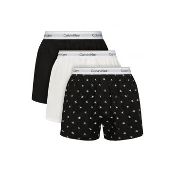 Set de boxeri din amestec de bumbac - 3 perechi - Negru/Alb optic