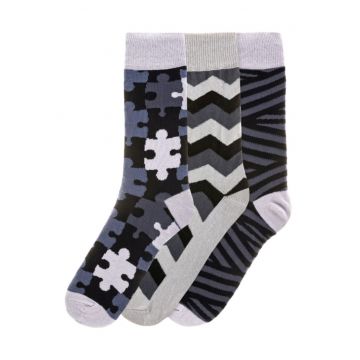 Set de sosete lungi cu imprimeu multiplu - 3 perechi