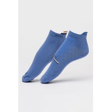Set de sosete scurte cu logo - 2 perechi - Albastru deschis