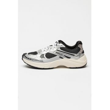 Tenisi cu straturi exterioare din piele ecologica GO2 - Argintiu/Negru