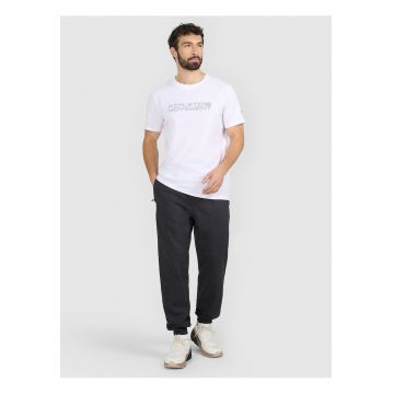 Tricou barbatesc  elemente reflectorizante - alb - bumbac