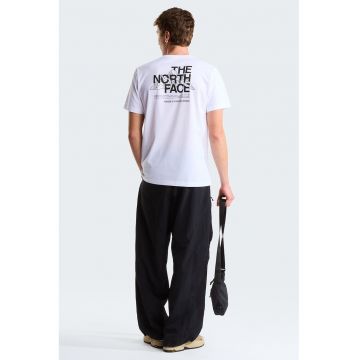 Tricou cu decolteu la baza gatului Mountain Sketch - Negru stins/Alb optic