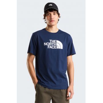 Tricou cu decolteu la baza gatului si imprimeu logo Evolution - Bleumarin