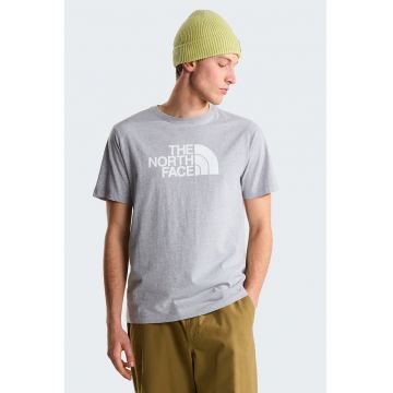 Tricou cu decolteu la baza gatului si imprimeu logo Evolution - Gri deschis melange