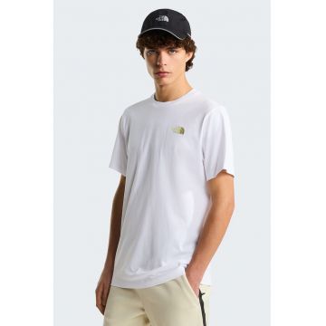 Tricou cu decolteu la baza gatului si imprimeu pe partea din spate - Alb optic/Galben mustar