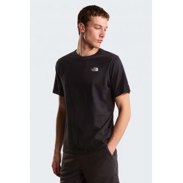 Tricou cu decolteu la baza gatului si imprimeu pe partea din spate - Negru/Gri deschis