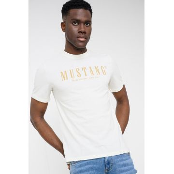 Tricou cu logo Austin - Verde masliniu/Alb murdar