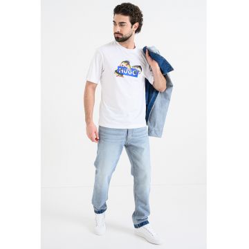 Tricou de bumbac cu imprimeu Nalotrix - Verde/Alb optic/Albastru