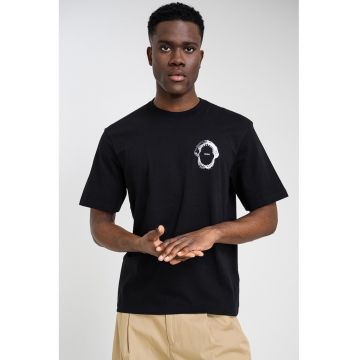 Tricou de bumbac cu imprimeu pe spate - Alb/Negru