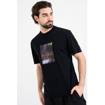 Tricou de bumbac cu logo Doreston - Maro inchis/Negru/Bej