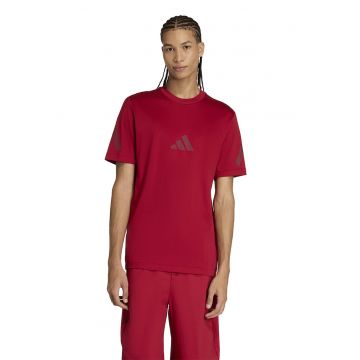 Tricou de bumbac cu model monograma Z.N.E - Rosu inchis