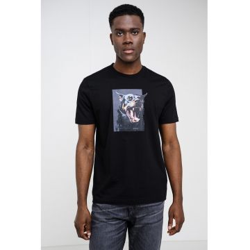 Tricou din amestec de bumbac cu imprimeu foto - Negru/Gri inchis