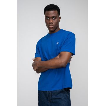 Tricou din bumbac cu decolteu la baza gatului - Albastru royal