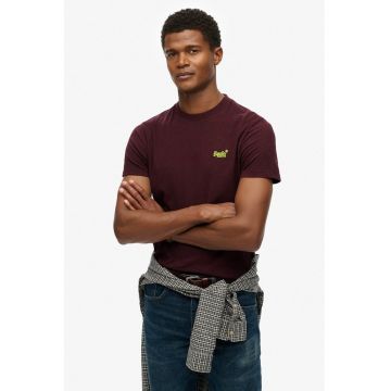 Tricou din bumbac cu decolteu la baza gatului so logo brodat - Maro cognac