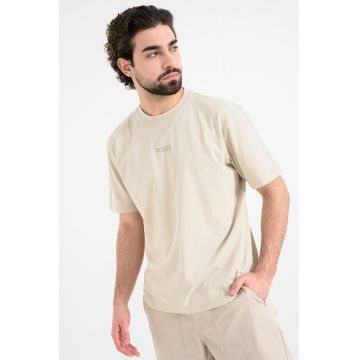 Tricou din bumbac cu logo - Bej deschis