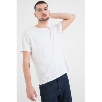 Tricou din bumbac cu model uni - Alb