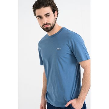 Tricou din bumbac Dero - Albastru prafuit/Albastru