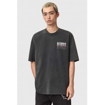 Tricou lejer cu imprimeu logo - Rosu/Alb/Gri inchis melange