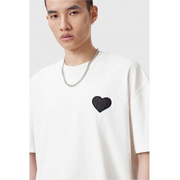 Tricou lejer din bumbac cu inima - Alb/Negru