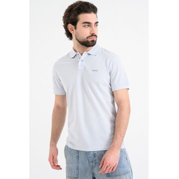 Tricou polo de bumbac pique Prime - Albastru glaciar