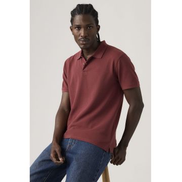 Tricou polo din bumbac pique - Rosu capsuna