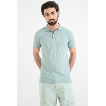 Tricou polo slim fit cu logo grafic - Verde menta