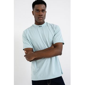 Tricou uni cu decolteu la baza gatului - Albastru aquamarin