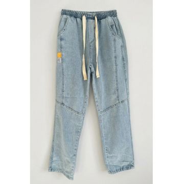 Blugi barbati -  bumbac/elastan - cu snur - albastru deschis