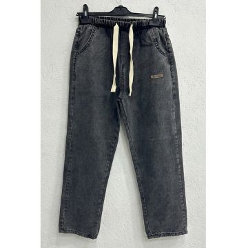 Blugi barbati -  bumbac/elastan - cu snur - gri carbune