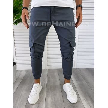 Blugi barbati conici gri petrol cu buzunare laterale B3574   D3-5.2