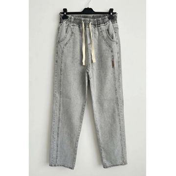 Blugi barbati -  denim - cu snur - gri deschis