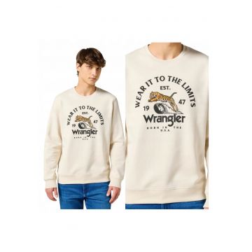 Hanorac Barbati -  Crewneck Sweatshirt - Regular Fit - Design Clasic - Cu Logo - Maneci Lungi - Fara Gluga - Bumbac - M INTL - Alb