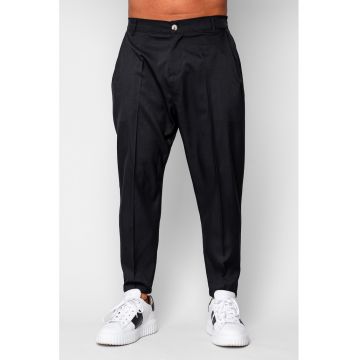 Pantalon lung cu elastic si buzunar Black 19929 - Negru