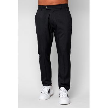 Pantalon lung cu elastic si nasture Black 19925 - Negru